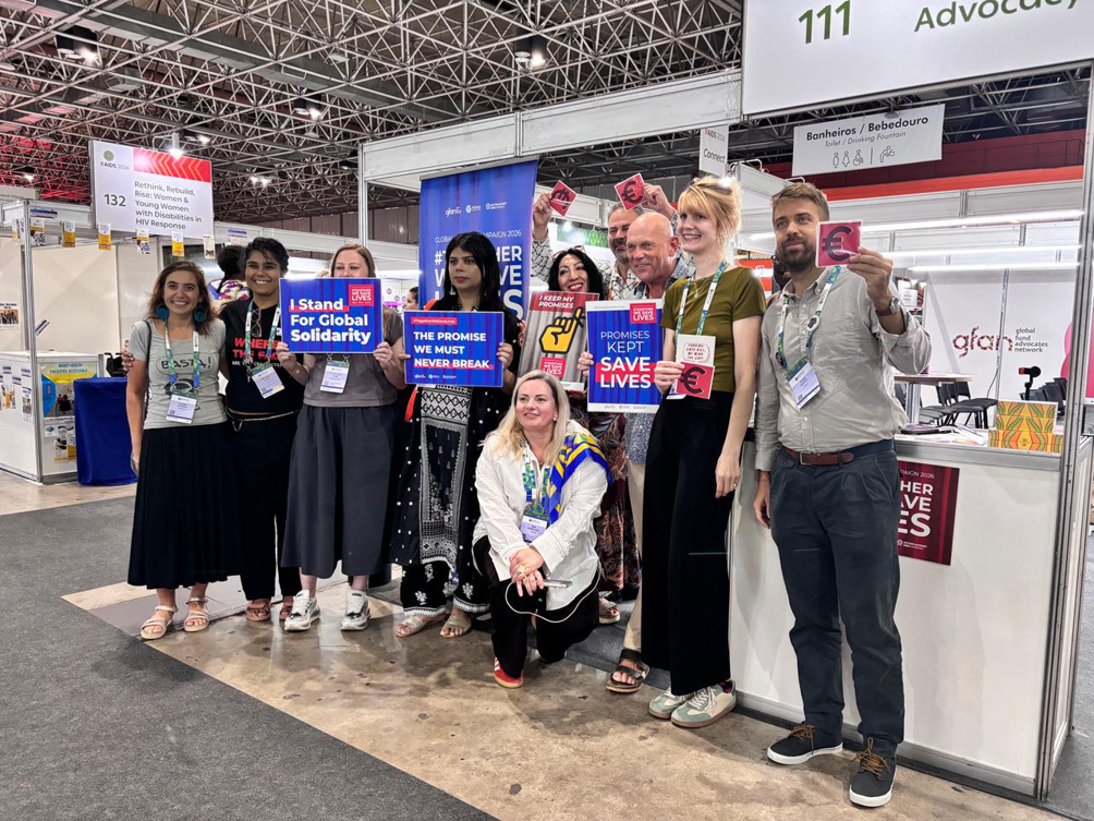 At the GFAN booth following the campaign preview and launch event at AIDS 2026.